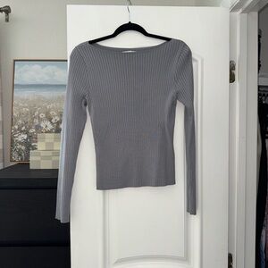 Abercrombie & Fitch Gray Ribbed Long Sleeve Top